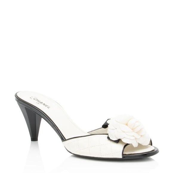 Chanel Shoes - Chanel Vintage Quilted Leather Camellia Mules - Size 9 / 39